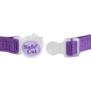 Safe Cat Snag-Proof Polyester Breakaway Cat Collar with Bell, Purple