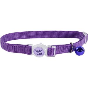 Safe Cat Snag-Proof Polyester Breakaway Cat Collar with Bell, Purple