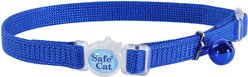 Safe Cat Snag-Proof Polyester Breakaway Cat Collar with Bell, Blue, 8 to 12-in neck, 3/8-in wide