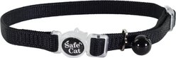 Safe Cat Snag-Proof Polyester Breakaway Cat Collar with Bell, Black, 8 to 12-in neck, 3/8-in wide