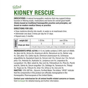 HomeoPet Feline Kidney Rescue Liquid Supplement for Cats, 15-mL