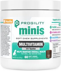 Nootie Progility Minis Multvitamin with Taurine Soft Chew Supplement for Dogs, 60 count