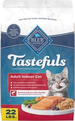 Blue Buffalo Tastefuls Salmon & Brown Rice Recipe Adult Indoor Dry Cat Food, 22-lb bag