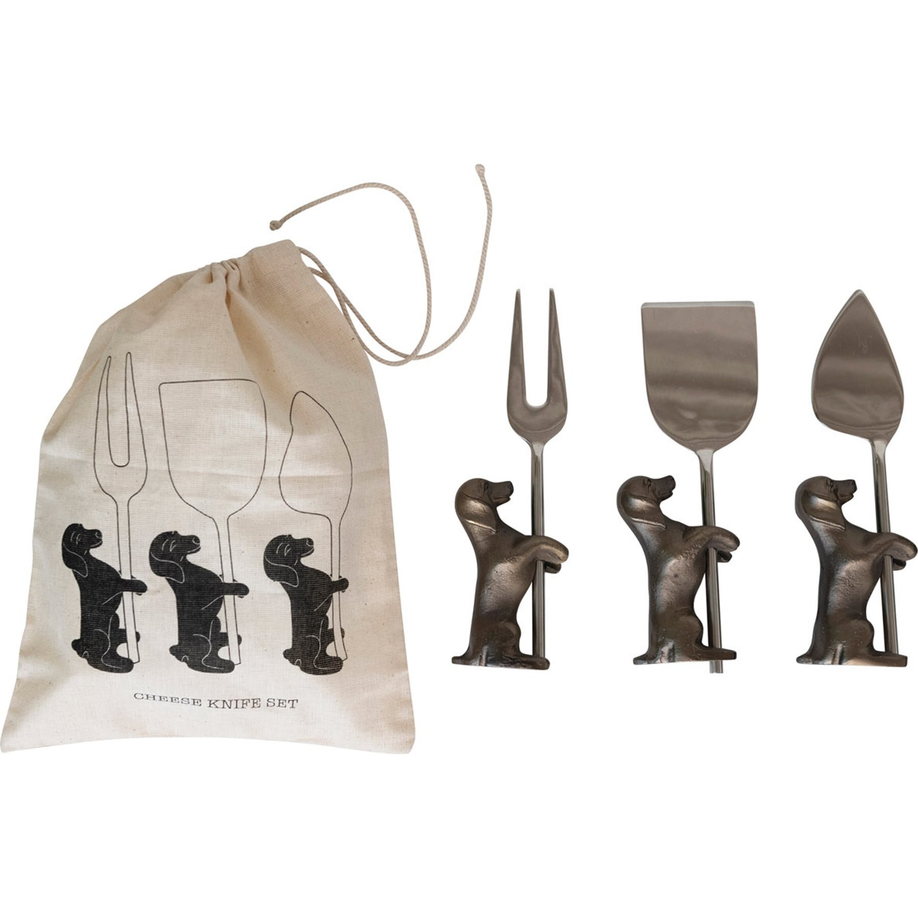 Storied Home Cheese Knives Memorial Keepsake with Dog Stands