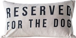 Storied Home Cotton Lumbar Pillow with Reserved for The Dog Design, Natural/Black