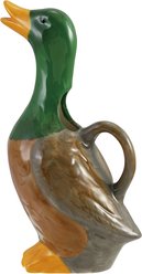 Storied Home Hand-Painted Stoneware Duck Shaped Pitcher, Multicolor