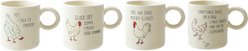 Storied Home 4-Piece Stoneware Chicken & Saying Coffee Mug Set, Multicolor
