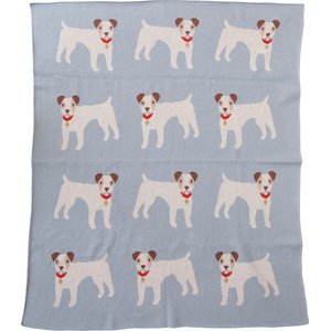 Storied Home Cotton Knit Baby Blanket with Dog Prints, Multicolor