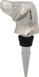 Storied Home Cast Aluminum Dog Head Bottle Stopper in Kraft Box, Nickel Finish