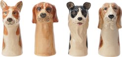 Storied Home 4-Piece Hand-Painted Stoneware Dog Head Vase, Multicolor