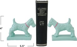Storied Home S/2 Metal Dog Shaped Bookends Memorial Keepsake, Mint/Pink slide 2 of 3