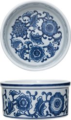 Storied Home Stoneware Pet Bowl with Design, Blue/White