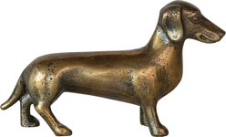 Storied Home Antique Cast Aluminum Dachshund Accent Decor Memorial Keepsake, Brass