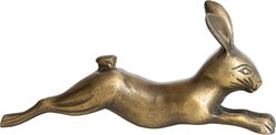 Storied Home Decorative Embossed Aluminum Rabbit Canvas Art, Antique Brass