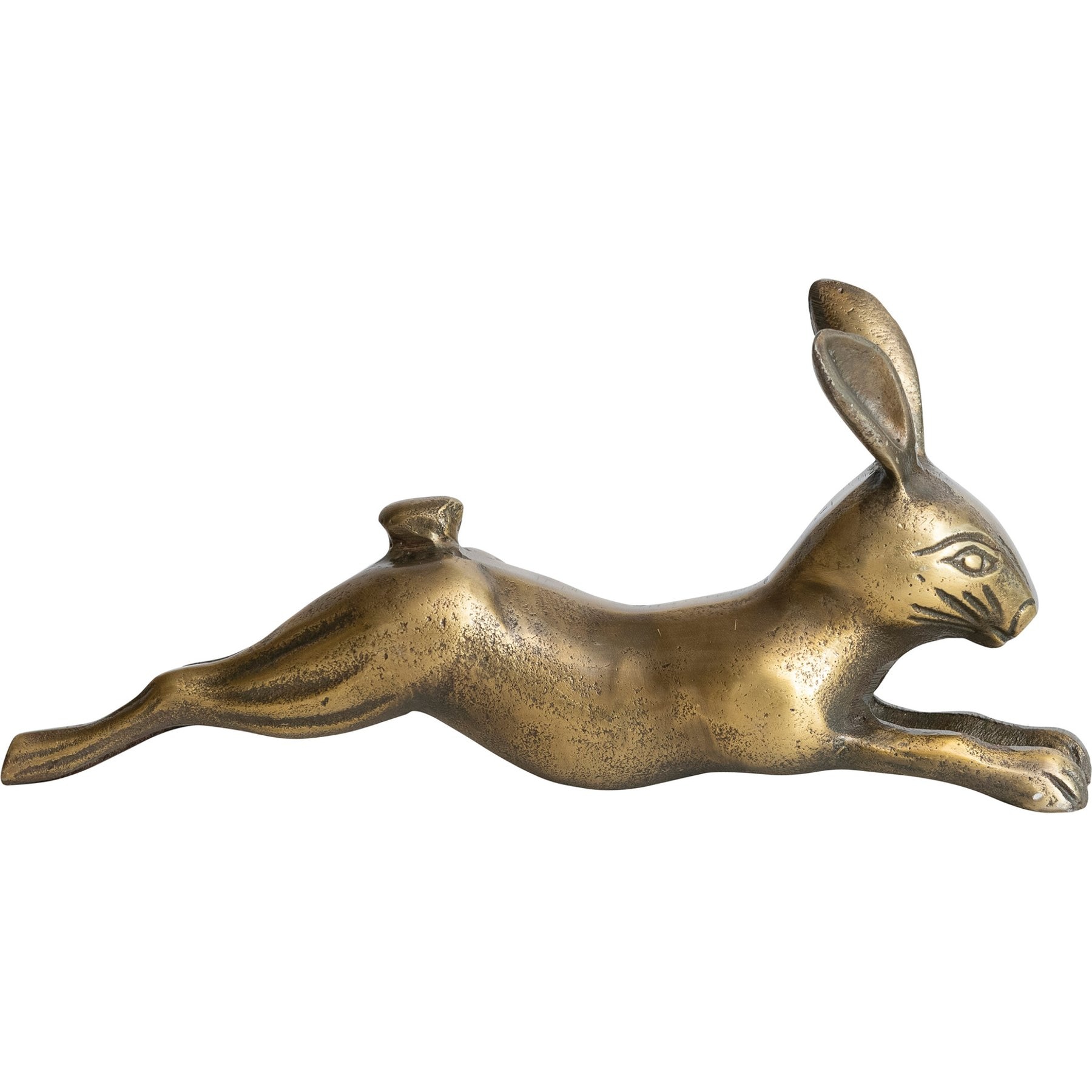 Storied Home Decorative Embossed Aluminum Rabbit Canvas Art, Antique Brass