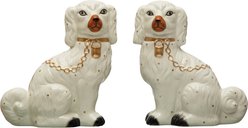 Storied Home Decorative Staffordshire Dog with Collar & Leash Memorial Keepsake, Set of 2, Multicolor