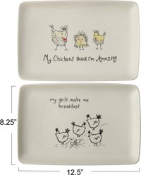 Storied Home My Chickens Think I'm Amazing Rectangle White Stoneware Platter, Set of 2 slide 2 of 2