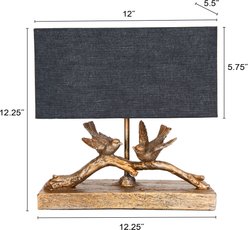 Storied Home Rustic Resin Bird Table Lamp with Black Rectangle Shade, Gold Finish slide 2 of 2