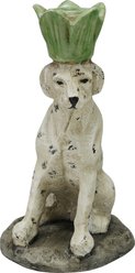 Storied Home Painted Cast Metal Dog Shaped Taper Candle Holder, Distressed Multicolor Finish