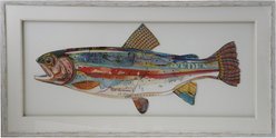 Storied Home Wood & Glass Framed Paper Shadow Box Wall Decor with Fish Print, Multicolor slide 1 of 2