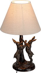 Storied Home Bunny Rabbit Table Lamp with Linen Empire Shade, Brown/Natural