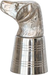 Storied Home Cast Aluminum & Stainless Steel Dog Head Jigger in Kraft Box, Nickel Finish, 2-oz