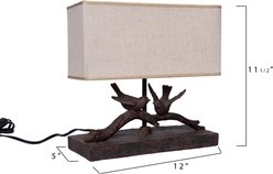 Storied Home Rustic Resin Bird Lamp with Rectangle Shade, Black/Flax slide 2 of 2