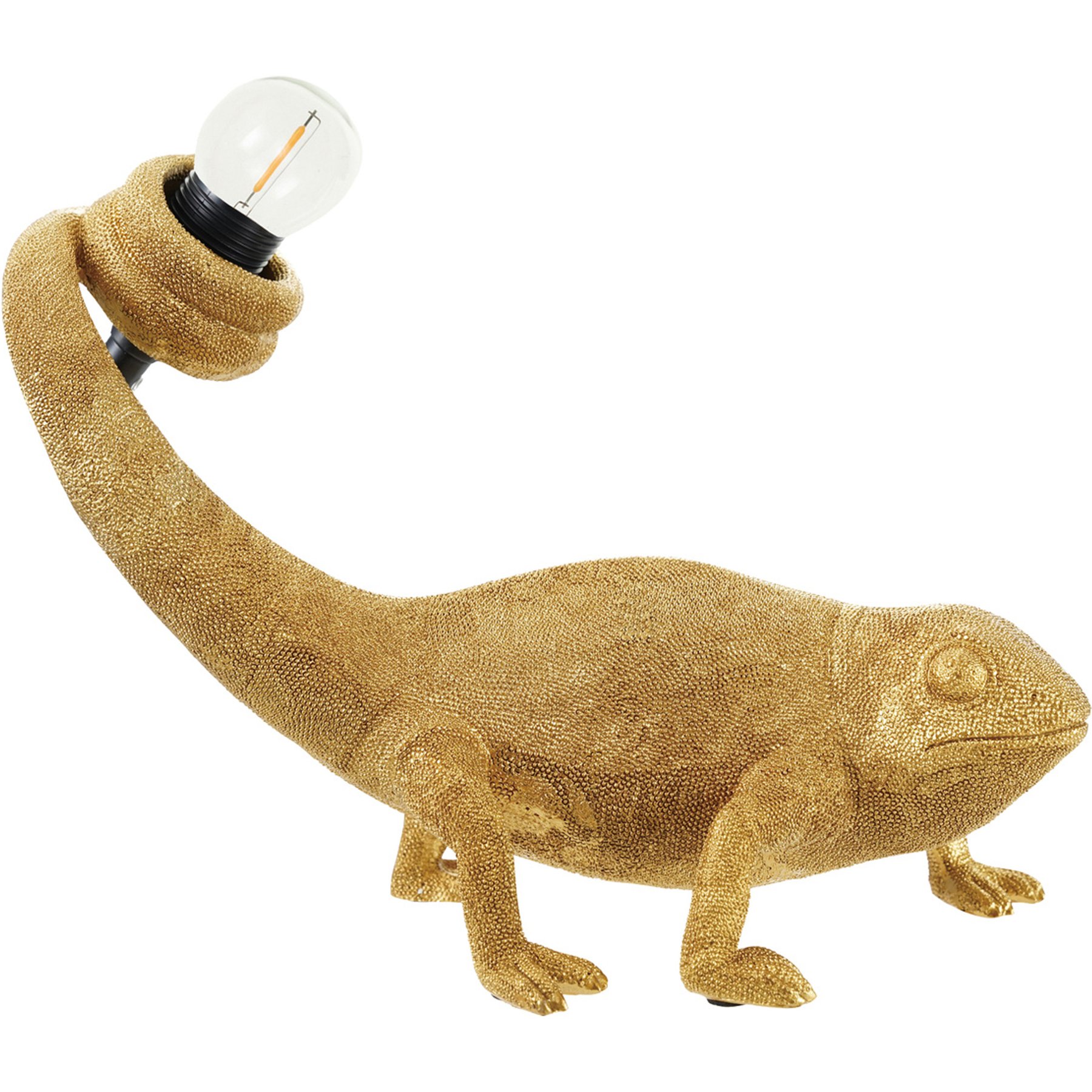 Storied Home Resin Chameleon Shaped Lamp with Inline Switch, Gold Finish