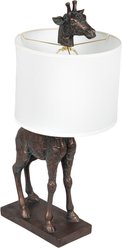 Storied Home Giraffe Table Lamp with Linen Shade, Bronze Finish