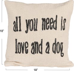 Storied Home Square Cotton & Jute Pillow with Embroidered All You Need Text, White slide 2 of 2
