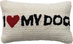 Storied Home Tufted Cotton Blend I Love My Dog Lumbar Pillow, Natural/Black/Red