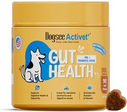 Dogsee Activet+ Gut Health Chicken Flavor Supplement Chews for Dogs, 90 count