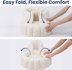 PawsPik 3-in-1 Convertible Plush Cave & Donut Bolster Dog & Cat Bed, Medium, Cream slide 2 of 9