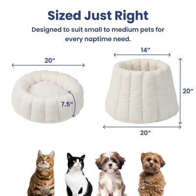 Show full view: PawsPik 3-in-1 Convertible Plush Cave & Donut Bolster Dog & Cat Bed, Medium, Cream slide 8 of 9