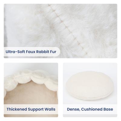 Show full view: PawsPik 3-in-1 Convertible Plush Cave & Donut Bolster Dog & Cat Bed, Medium, Cream slide 7 of 9