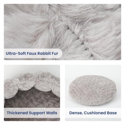 Show full view: PawsPik 3-in-1 Convertible Plush Cave & Donut Bolster Dog & Cat Bed, Medium, Gray slide 7 of 9