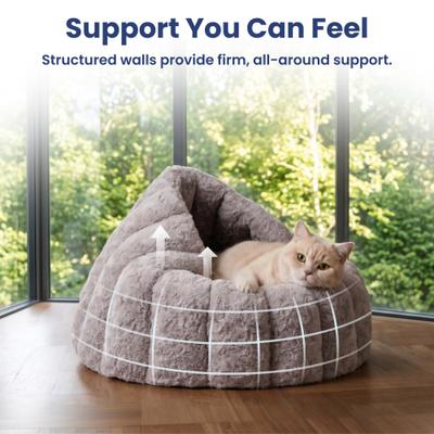 Show full view: PawsPik 3-in-1 Convertible Plush Cave & Donut Bolster Dog & Cat Bed, Medium, Gray slide 6 of 9