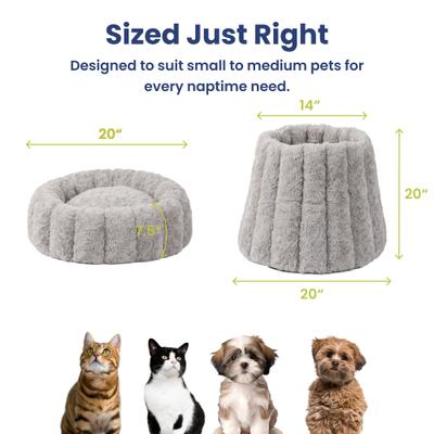 Show full view: PawsPik 3-in-1 Convertible Plush Cave & Donut Bolster Dog & Cat Bed, Medium, Gray slide 8 of 9