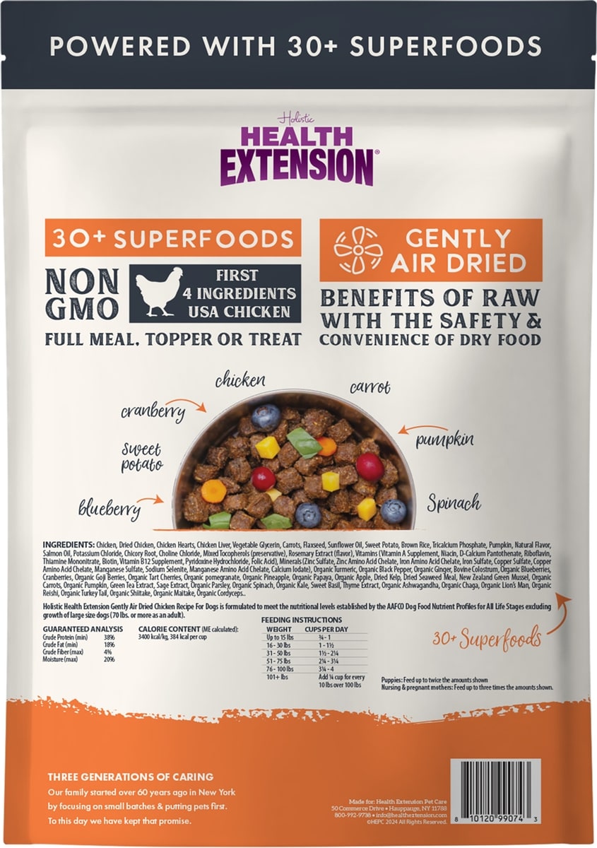 HEALTH EXTENSION Chicken Recipe Non-GMO Air-Dried Dog Food, 32-oz bag ...