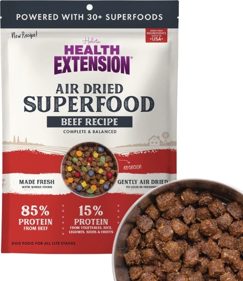 HEALTH EXTENSION Beef Recipe Non-GMO Air-Dried Dog Food, 32-oz bag ...