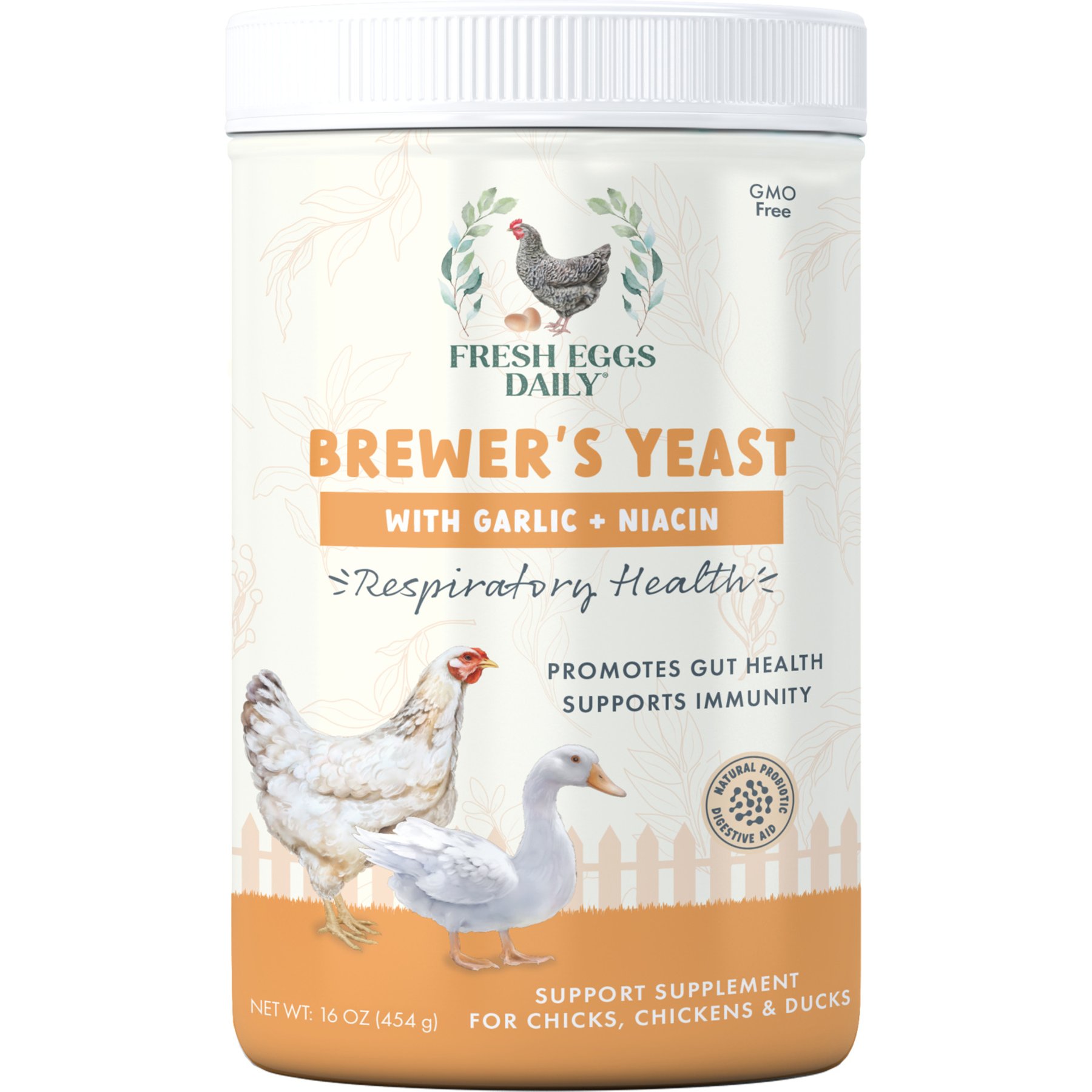Fresh Eggs Daily Brewers Yeast with Garlic Chicken & Duck Feeding Supplement, 16-oz jar
