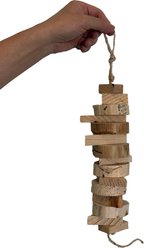 YML Round & Square Block Natural Bamboo Log Hanging Exercise Canary & Finch Toy