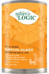 Nature's Logic 100% Natural Pumpkin Purée Dog & Cat Food Supplement, 15-oz can, 12 pack