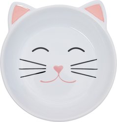 Frisco Cat Face Non-skid Ceramic Cat Dish, White/Pink, X-Small: 0.5 cup, 1 count