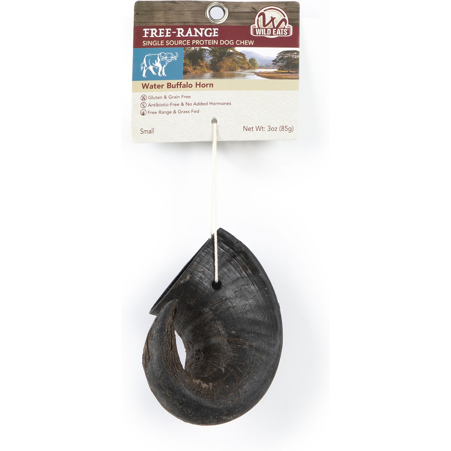 Wild Eats Water Buffalo Horn No Antibiotics No Added Hormones Long Lasting Natural Single Source Protein Dog Chew Treats, Small: 0.33-lb bag