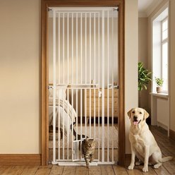 MALOROY 78-in Extra Tall Adjustable Dog & Cat Auto Close Gate with Door, White