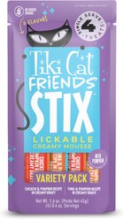 Tiki Cat Friends Stix Grain-Free Variety Pack Lickable Cat Treats, 1.6-oz pouch, 4 count