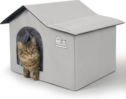 Heeyoo Foldable Outdoor & Indoor Cat Cooling House with Cooling Mat, Grey, Small