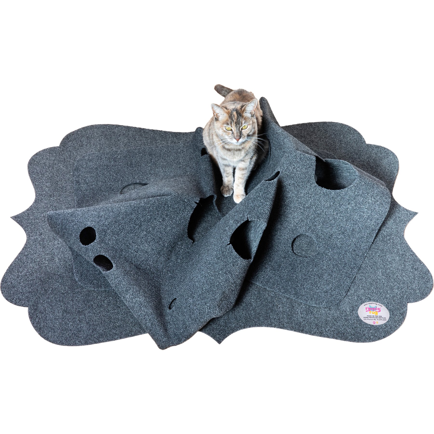 SnugglyCat Luxe Ripple Rug Cat Activity Play Mat, Black