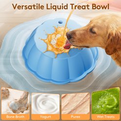 SOLOWINNER Removable BPA-Free Lead-Free Non-Skid Tip Resistant Silicone Dog & Cat Slow Feeder Dog Bowl, Blue slide 2 of 7